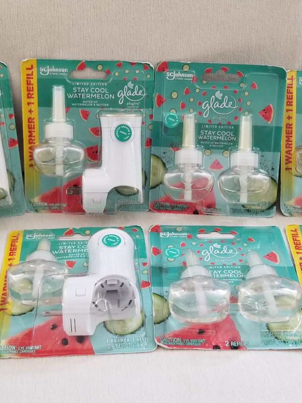 8 Packages Glade Limited Edition Stay Cool Watermelon Warmer + Refill Brand New